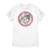 Novelty T-shirts Womens Juniors Crew Neck Short Sleeve Regular Fit Looney Tunes Graphic T-shirt In White