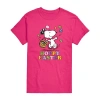 Novelty T-shirts Womens Juniors Crew Neck Short Sleeve Regular Fit Peanuts Snoopy Graphic T-shirt In Pink