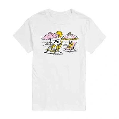 Novelty T-shirts Womens Juniors Crew Neck Short Sleeve Regular Fit Peanuts Snoopy Graphic T-shirt In White