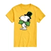 Novelty T-shirts Womens Juniors Crew Neck Short Sleeve Regular Fit Peanuts Snoopy Graphic T-shirt In Yellow