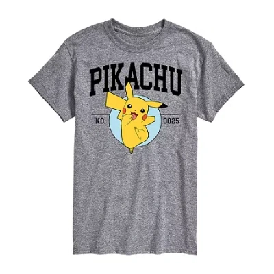 Novelty T-shirts Womens Juniors Crew Neck Short Sleeve Regular Fit Pokeman Graphic T-shirt In Gray