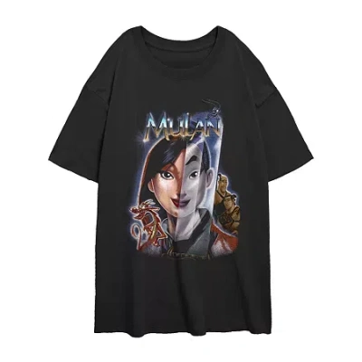Novelty T-shirts Womens Juniors Crew Neck Short Sleeve Regular Fit Princess Mulan Graphic T-shirt In Black