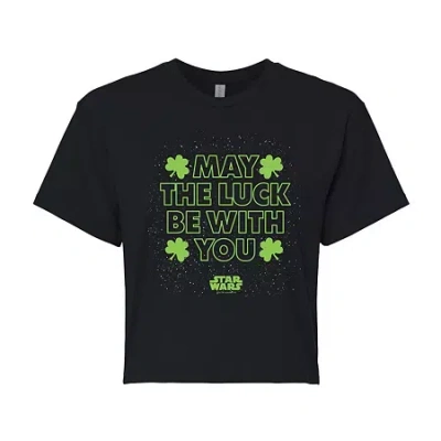 Novelty T-shirts Womens Juniors Crew Neck Short Sleeve Regular Fit Star Wars Graphic T-shirt In Black