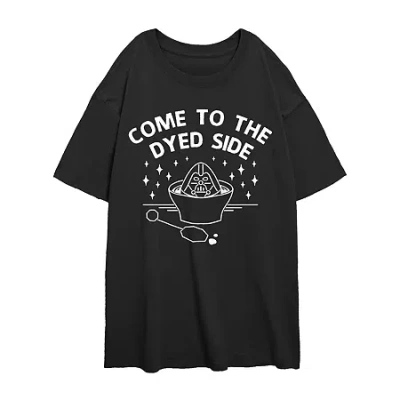 Novelty T-shirts Womens Juniors Crew Neck Short Sleeve Regular Fit Star Wars Graphic T-shirt In Black