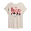 Novelty T-shirts Womens Juniors Crew Neck Short Sleeve Regular Fit The Beatles Graphic T-shirt In Neutral