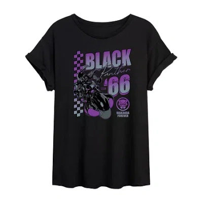 Novelty T-shirts Womens Juniors Scoop Neck Short Sleeve Regular Fit Black Panther Marvel Graphic T-shirt