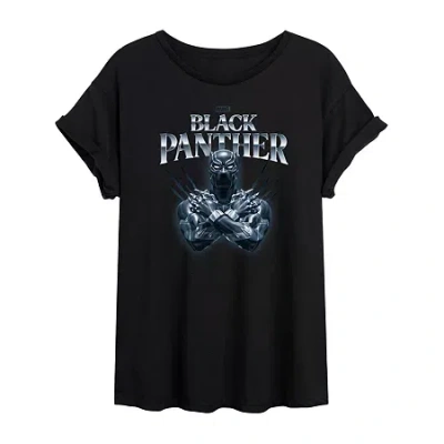 Novelty T-shirts Womens Juniors Scoop Neck Short Sleeve Regular Fit Black Panther Marvel Graphic T-shirt