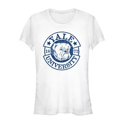 Novelty T-shirts Yale University Tee Womens Juniors Crew Neck Short Sleeve Classic Fit Graphic T-shirt In White
