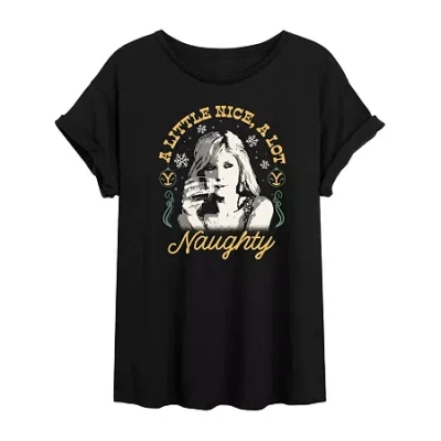Novelty T-shirts Yellowstone Beth Dutton Nice And Naughty Womens Juniors Crew Neck Short Sleeve Regular Fit Graphic T In Black