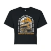 Novelty T-shirts Yellowstone Train Station Cropped Tee Womens Juniors Crew Neck Short Sleeve Regular Fit Graphic T-sh In Black
