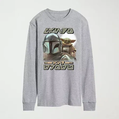 Novelty The Mandalorian And Grogu Aurebesh Alien Script Mens Crew Neck Short Sleeve Regular Fit Baby Yoda St In Gray