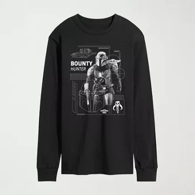 Novelty The Mandalorian And Grogu Bounty Hunter Mens Crew Neck Long Sleeve Regular Fit Baby Yoda Star Wars G In Black