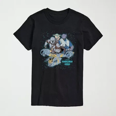Novelty The Mandalorian And Grogu Collage Mens Crew Neck Short Sleeve Regular Fit Baby Yoda Star Wars Graphi In Black