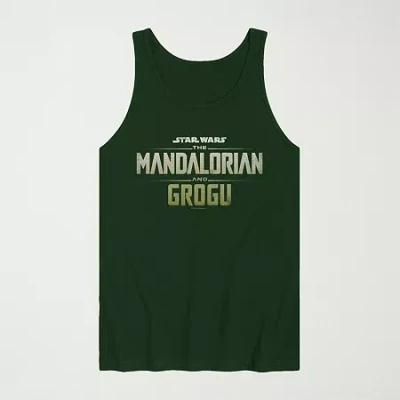 Novelty The Mandalorian And Grogu Logo Vintage Faded Mens Crew Neck Sleeveless Regular Fit Baby Yoda Star Wa In Green