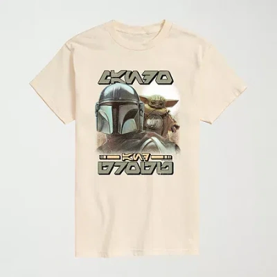Novelty The Mandalorian And Grogu Mens Crew Neck Short Sleeve Regular Fit Baby Yoda Star Wars Big And Tall G In Neutral