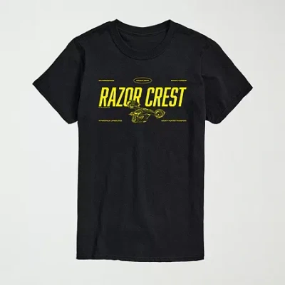 Novelty The Mandalorian And Grogu Razor Crest Mens Crew Neck Short Sleeve Regular Fit Baby Yoda Star Wars Gr In Black
