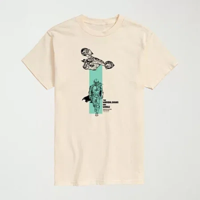 Novelty The Mandalorian And Grogu Razor Crest Ship Beam Mens Crew Neck Short Sleeve Regular Fit Baby Yoda St In Sand