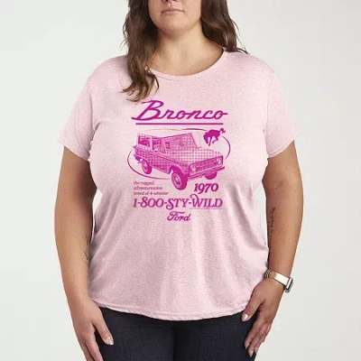 Novelty T-shirts 1970 Bronco Ad Womens Plus Crew Neck Short Sleeve T-shirt In Pink