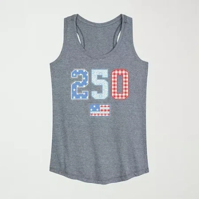 Novelty T-shirts 250 Americana Quilt Womens Crew Neck Sleeveless Tank Top In Red