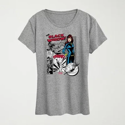 Novelty T-shirts Black Widow Panels Womens Crew Neck Short Sleeve Classic Fit Marvel Graphic T-shirt In Beige