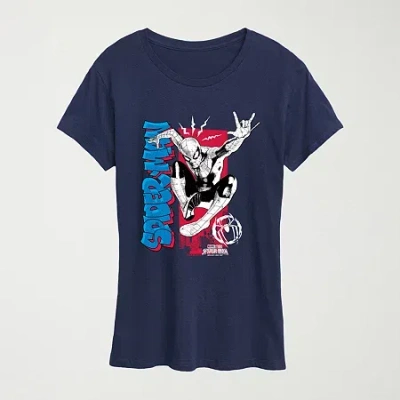 Novelty T-shirts Brand New Day Spidey Senses Womens Crew Neck Short Sleeve Regular Fit Spiderman Graphic T-shirt In Blue