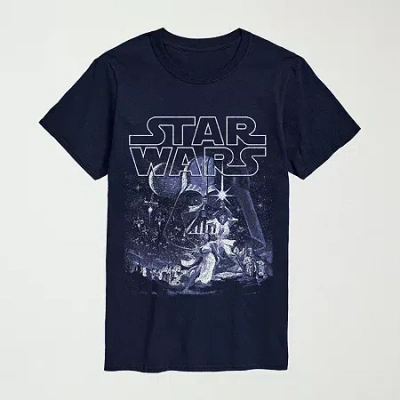 Novelty T-shirts Celestial Darth Vader Mens Crew Neck Short Sleeve Regular Fit Star Wars Big And Tall Graphic T-shirt In Blue