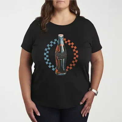 Novelty T-shirts Coke Bottle Checks Womens Plus Crew Neck Short Sleeve T-shirt In Black
