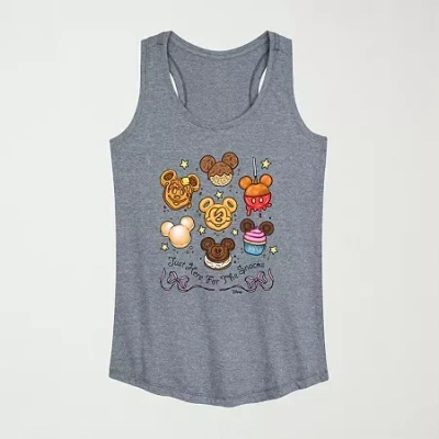 Novelty T-shirts Disney Foods Womens Scoop Neck Sleeveless Mickey Mouse Tank Top In Pink