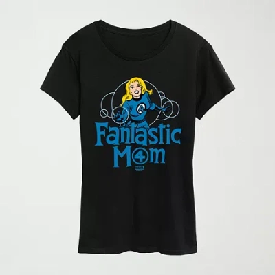 Novelty T-shirts Fantastic Mom Womens Crew Neck Short Sleeve Classic Fit Marvel Graphic T-shirt In Black