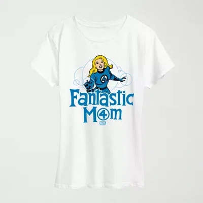 Novelty T-shirts Fantastic Mom Womens Crew Neck Short Sleeve Classic Fit Marvel Graphic T-shirt In White