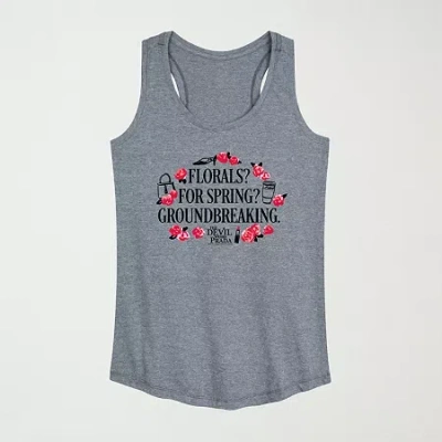 Novelty T-shirts Florals For Spring Womens Crew Neck Sleeveless Tank Top In Gray