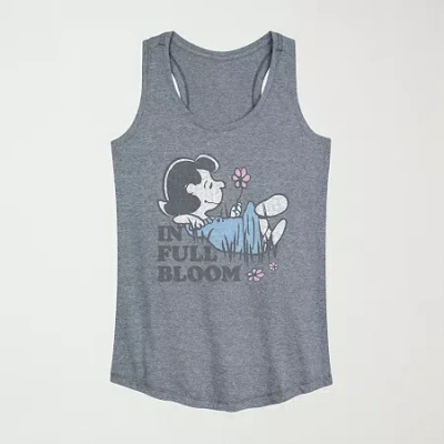 Novelty T-shirts In Full Bloom Lucy Womens Scoop Neck Sleeveless Peanuts Tank Top In Gray