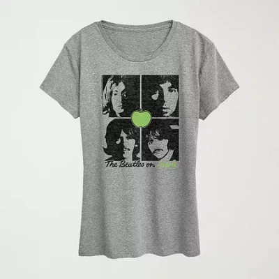 Novelty T-shirts January 2025 Beatles Grid Womens Crew Neck Short Sleeve Classic Fit The Beatles Graphic T-shirt In Gray