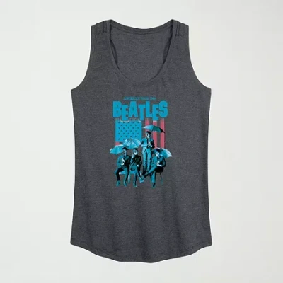 Novelty T-shirts June 2024 Beatles Raining Flag Womens Scoop Neck Sleeveless The Beatles Tank Top In Gray