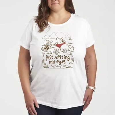 Novelty T-shirts Just Resting My Eyes Womens Plus Crew Neck Short Sleeve Winnie The Pooh T-shirt In Beige