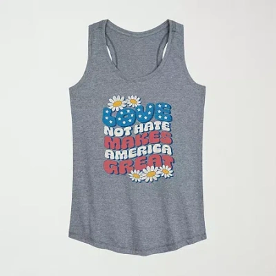 Novelty T-shirts Love Not Hate Makes America Great Womens Crew Neck Sleeveless Tank Top In Gray