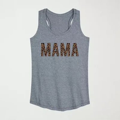 Novelty T-shirts Mama Leopard Womens Scoop Neck Sleeveless Tank Top In Pink