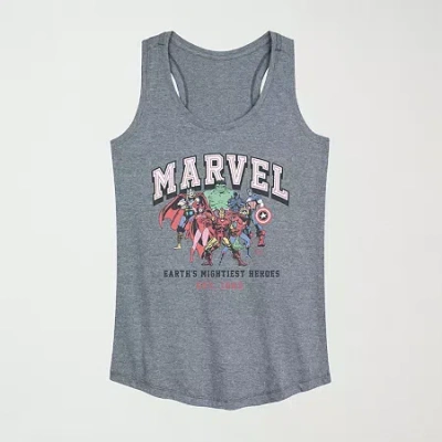 Novelty T-shirts Marvel College Tonal Womens Crew Neck Sleeveless Marvel Tank Top In Gray