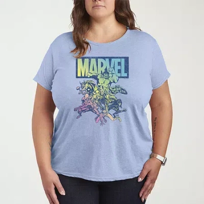 Novelty T-shirts Marvel Group Rainbow Womens Plus Crew Neck Short Sleeve Marvel T-shirt In Sand