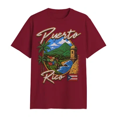 Novelty T-shirts Mens Crew Neck Short Sleeve Regular Fit Graphic T-shirt In Burgundy