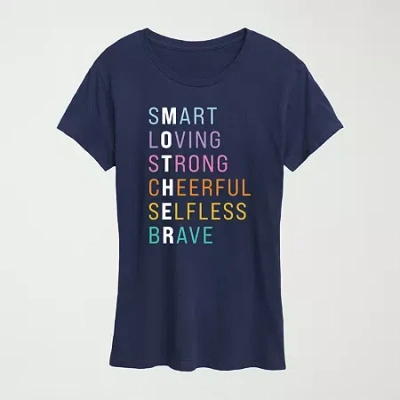 Novelty T-shirts Mother Anagram Womens Crew Neck Short Sleeve Classic Fit Graphic T-shirt In Blue