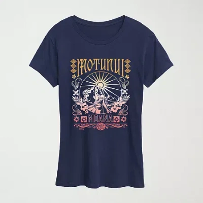 Novelty T-shirts Motunui Groovy Womens Crew Neck Short Sleeve Regular Fit Moana Graphic T-shirt In Blue