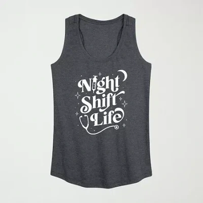 Novelty T-shirts Night Shift Life Womens Scoop Neck Sleeveless Tank Top In Gray