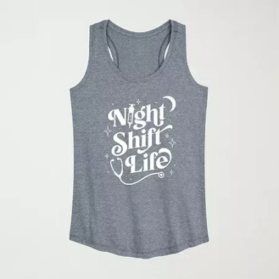 Novelty T-shirts Night Shift Life Womens Scoop Neck Sleeveless Tank Top In Red