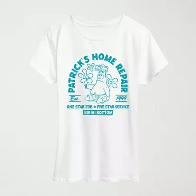 Novelty T-shirts Patricks Home Repair Womens Crew Neck Short Sleeve Classic Fit Spongebob Graphic T-shirt In Sand