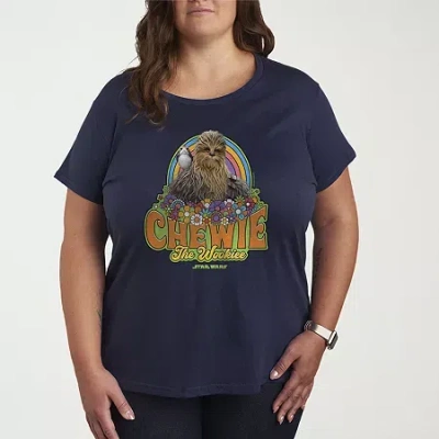 Novelty T-shirts Retro Chewie Womens Plus Crew Neck Short Sleeve Star Wars T-shirt In Beige