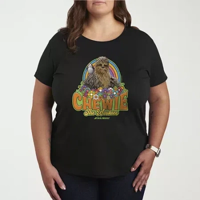 Novelty T-shirts Retro Chewie Womens Plus Crew Neck Short Sleeve Star Wars T-shirt In Multi