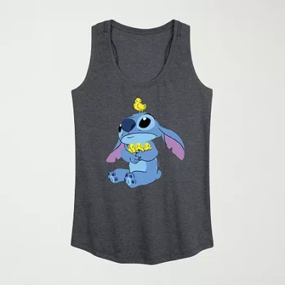 Novelty T-shirts Stitch And Chicks Womens Crew Neck Sleeveless Tank Top In Gray