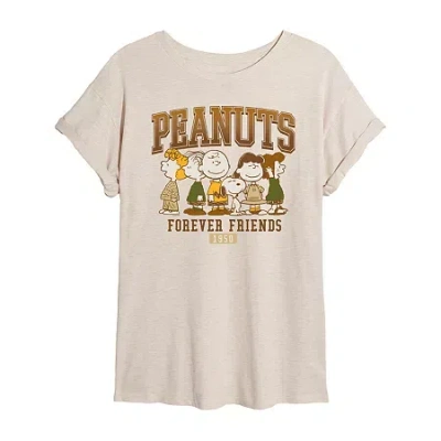 Novelty T-shirts Womens Crew Neck Short Sleeve Regular Fit Peanuts Graphic T-shirt In Sand