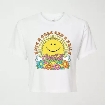 Novelty T-shirts Womens Juniors Crew Neck Short Sleeve Regular Fit Graphic T-shirt In White